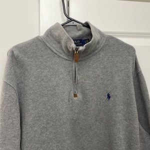 Men’s Polo Ralph Lauren Large Quarter Zip Gray Long Sleeve